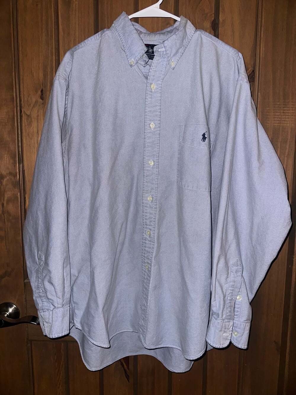 Ralph Lauren Big Shirt Oxford Button Down Men's Large Blue Cotton Long Sleeve